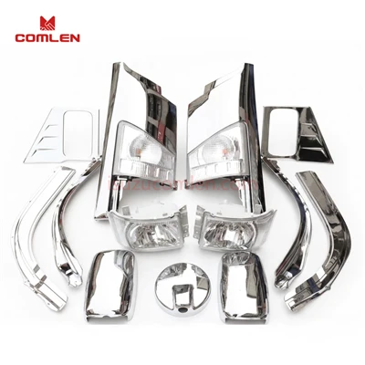1 Set Chromed Modification Body Kit For Isuzu NPR Headlight Wheel Eyebrow Grill Rear Mirror Cover Headlamp Headlight Front Bumper Included high quality